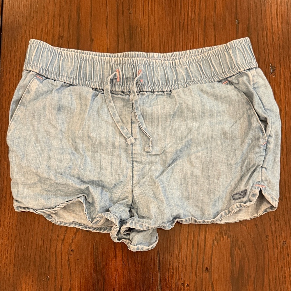 Vineyard Vines Girls soft Light Wash Denim Drawstring Women’s Shorts